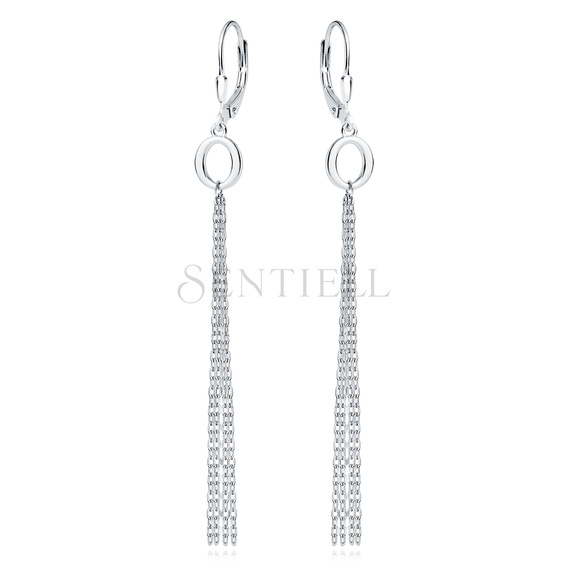 Srebrne kolczyki pr.925 - owal z łańcuszkami