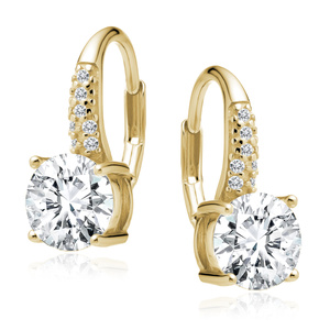 Srebrne pr.925 pozłacane kolczyki z białą cyrkonią