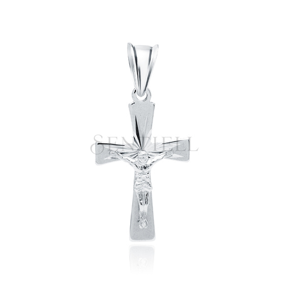 Srebrny pr. 925 krzyżyk diamentowany rodowany 30 x 14 mm