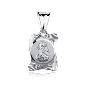 Srebrny pr. 925 medalik „Zwój” Matka Boska Częstochowska diamentowany 20 x 10 mm