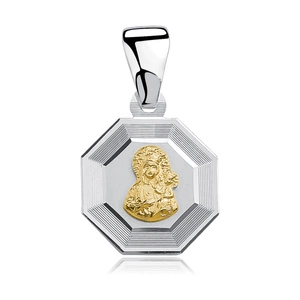 Srebrny pr. 925 pozłacany medalik Matka Boska Częstochowska 21 x 12 mm