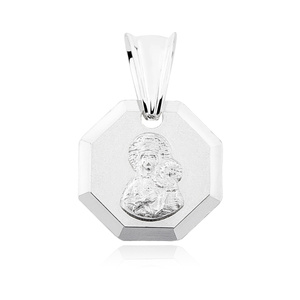 Srebrny pr. 925 medalik Matka Boska Częstochowska diamentowany 16 x 10 mm