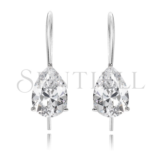 Srebrne kolczyki pr.925 Cyrkonia łezka 6mm x 8mm