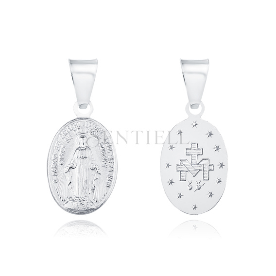 Srebrny pr. 925 medalik Matka Boska Cudowna dwustronny 21 x 9 mm