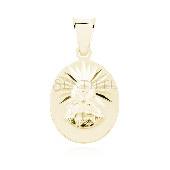 Srebrny pr. 925 pozłacany medalik szkaplerzny Matka Boska Szkaplerzna / Jezus 22 x 11 mm