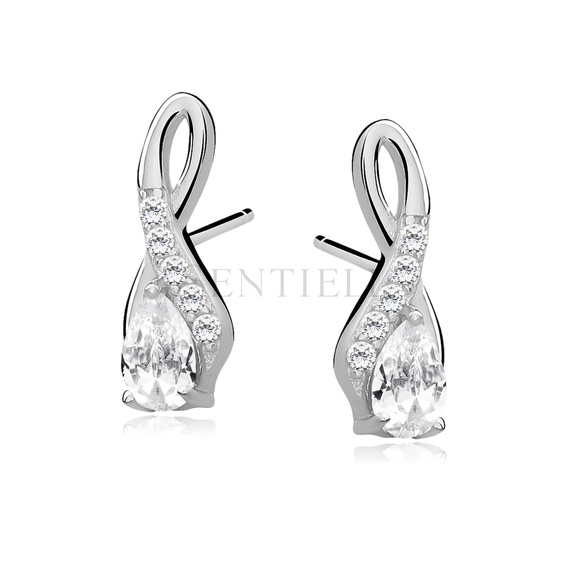 Srebrne pr.925 kolczyki cyrkonia biała