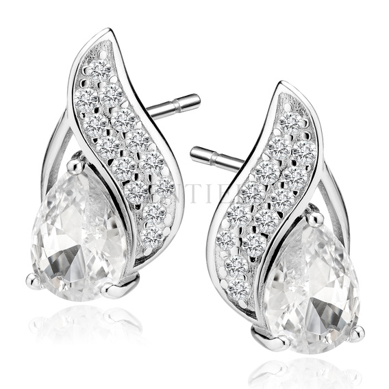 Srebrne pr.925 kolczyki cyrkonia biała