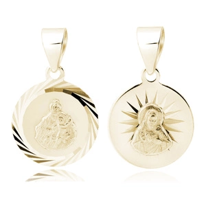 Srebrny pr. 925 pozłacany medalik Jezus / Matka Boska Szkaplerzna 13 mm