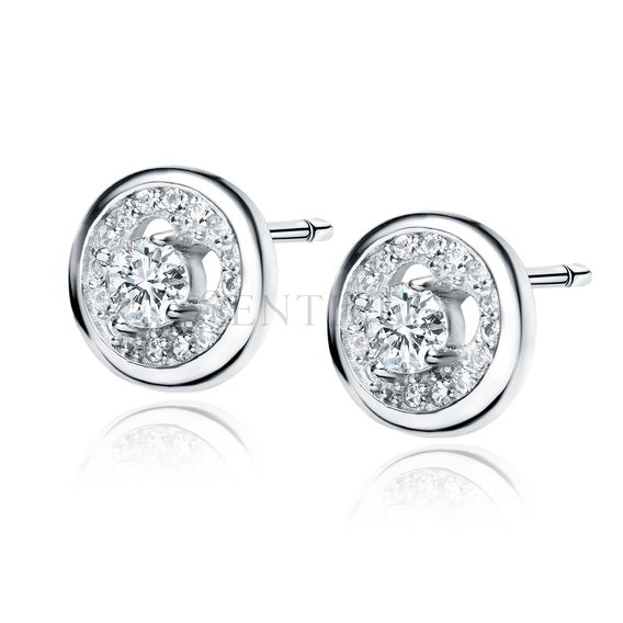 Srebrne pr.925 kolczyki z białą cyrkonią i motywem serca