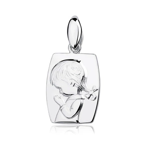 Srebrny pr. 925 medalik modlące się dziecko 22 x 13 mm