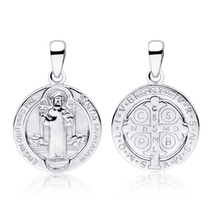 Srebrny pr. 925 rodowany medalik Święty Benedykt 30 x 21 mm