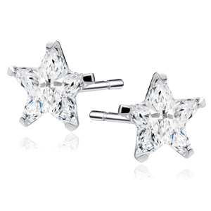 Srebrne kolczyki pr.925 cyrkonia biała 5 x 5mm gwiazdki