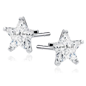 Srebrne kolczyki pr.925 cyrkonia biała 5 x 5mm gwiazdki