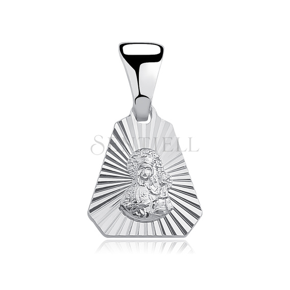 Srebrny pr. 925 medalik Matka Boska Częstochowska diamentowany 19 × 10 mm