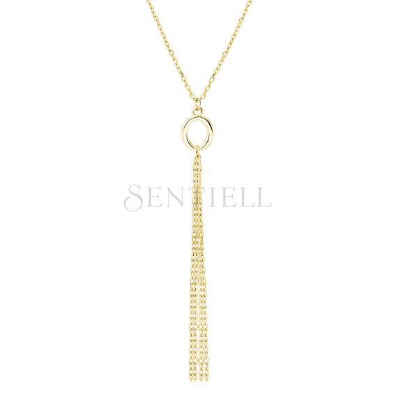 Srebrny pozłacany naszyjnik pr.925 - owal z łańcuszkami