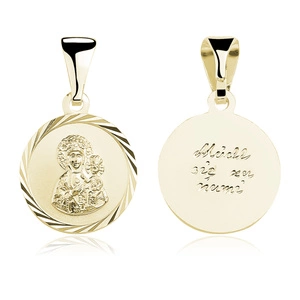 Srebrny pr. 925 pozłacany medalik Matka Boska Częstochowska 22 x 13 mm