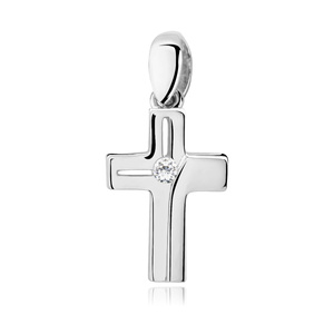 Srebrny (pr.925) elegancki krzyżyk z cyrkonią