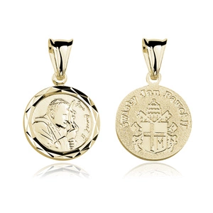 Srebrny pr. 925 pozłacany medalik Święty Jan Paweł II 22 x 13 mm