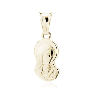 Srebrny (pr.925) pozłacany medalik Madonna z dzieciątkiem