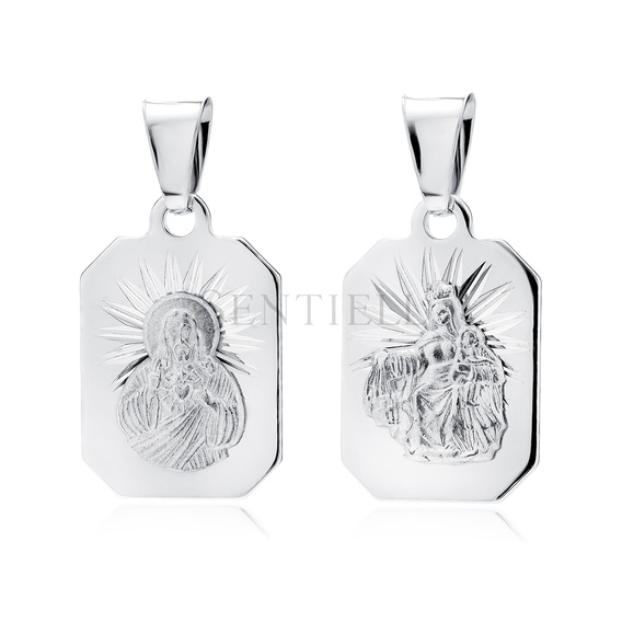 Srebrny pr. 925 medalik Jezus / Matka Boska Szkaplerzna 11 x 22 mm