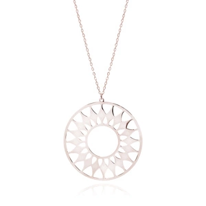 Srebrny pozłacany naszyjnik pr.925 - mandala - różowe złoto