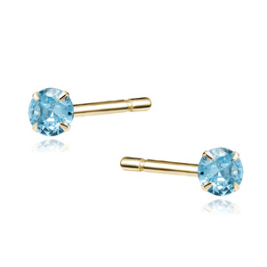 Srebrne pozłacane kolczyki pr.925 akwamarynowa cyrkonia okrągła średnica 3mm