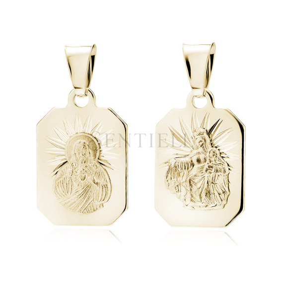 Srebrny pr. 925 pozłacany medalik Jezus / Matka Boska Szkaplerzna 11 x 22 mm
