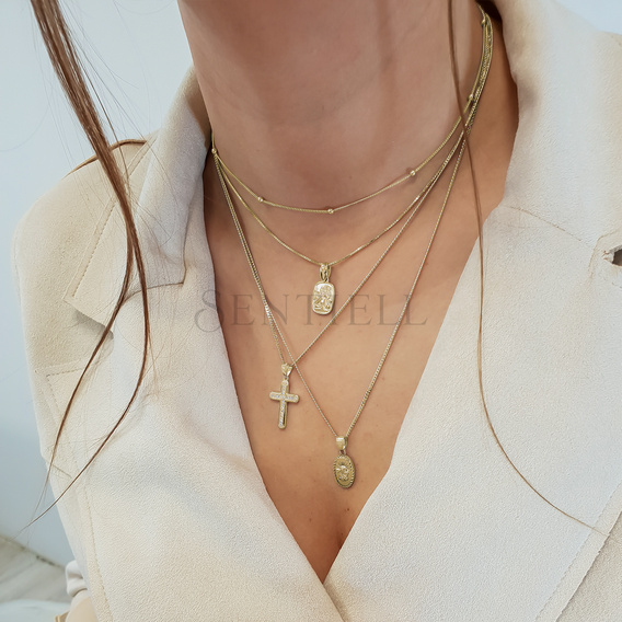 Srebrny pr. 925 pozłacany medalik Matka Boska Częstochowska 22 x 10 mm