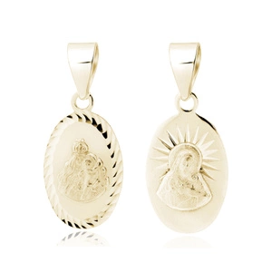 Srebrny pr. 925 pozłacany medalik Matka Boska Szkaplerzna / Jezus 10 x 22 mm