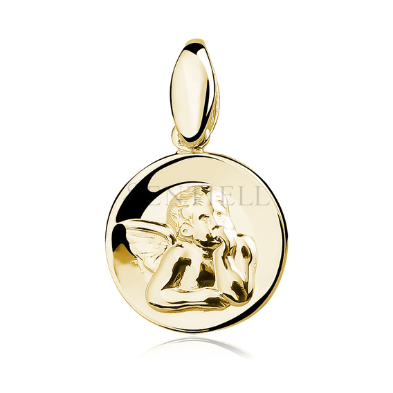 Srebrny pr. 925 pozłacany medalik Aniołek wysoki połysk 23 x 14 mm