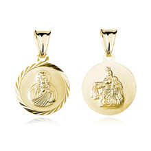 Srebrny pozłacany medalik Jezus / Matka Boska Szkaplerzna