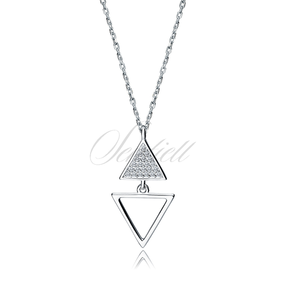 Srebrny naszyjnik pr.925 - trójkąty z białymi cyrkoniami